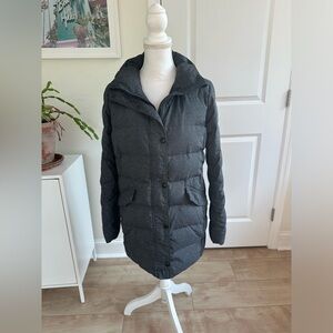 Lands’ End dark Charcoal Gray women’s puffer winter coat down jacket size Small